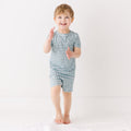 Blue Small Gingham Shorts Two-Piece Set
