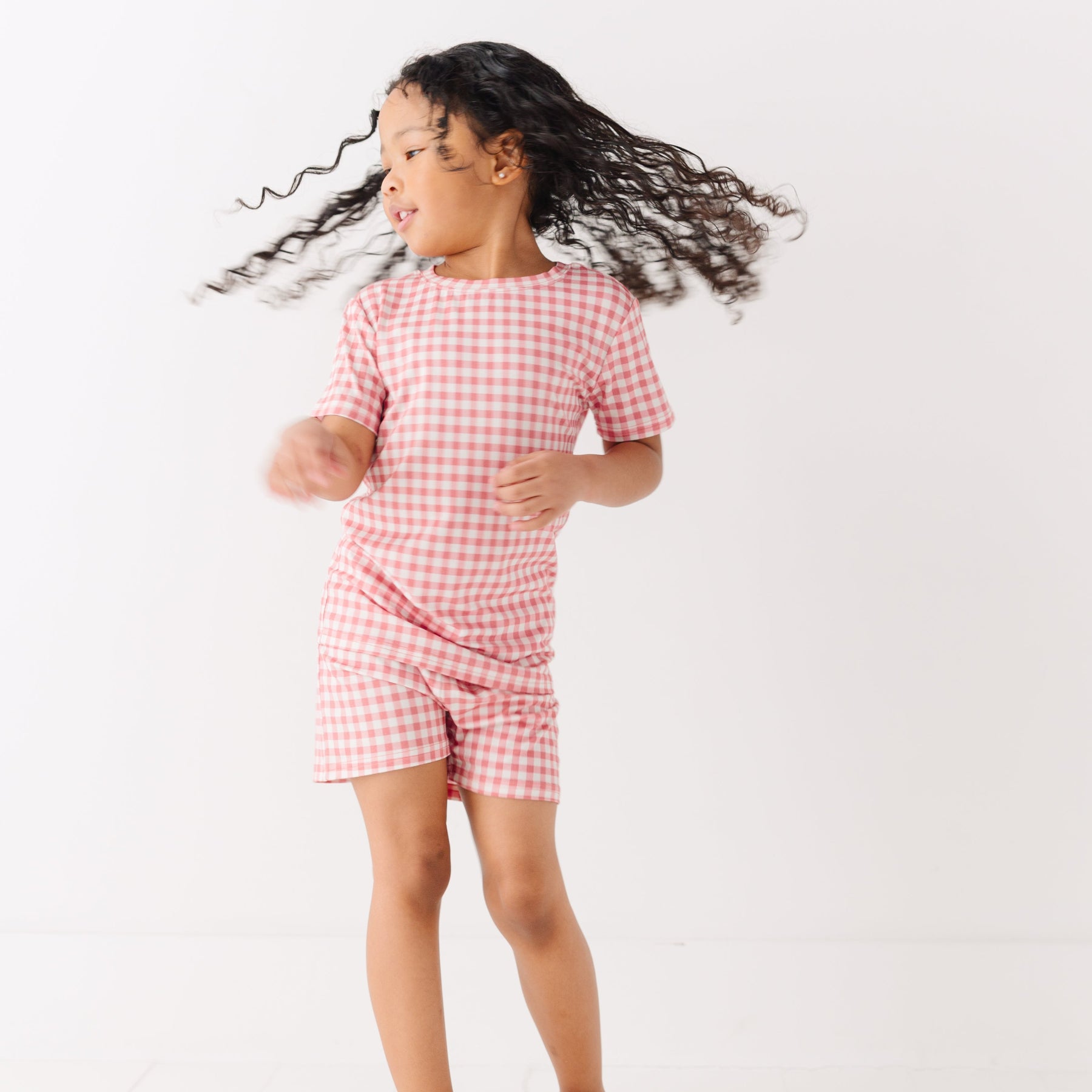 Mauve Small Gingham Shorts Two-Piece Set