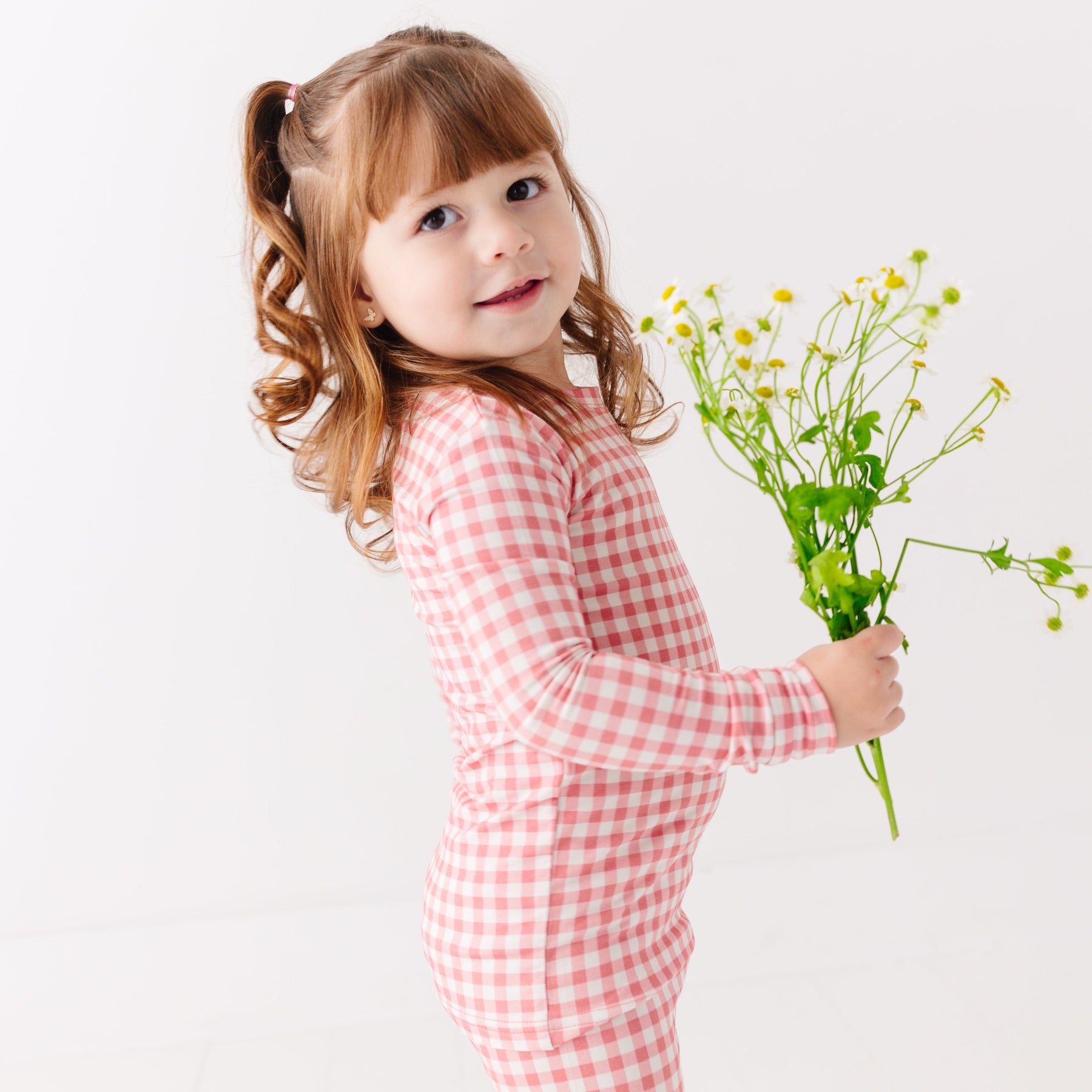 Mauve Small Gingham Two-Piece Set