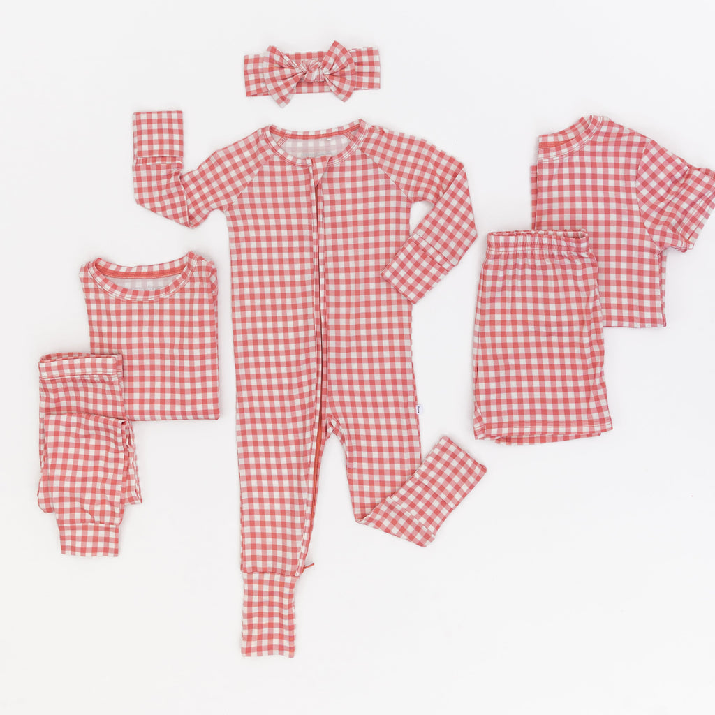 Mauve Small Gingham Zip Romper