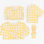 Yellow Gingham Tulip Shorts Two-Piece Set