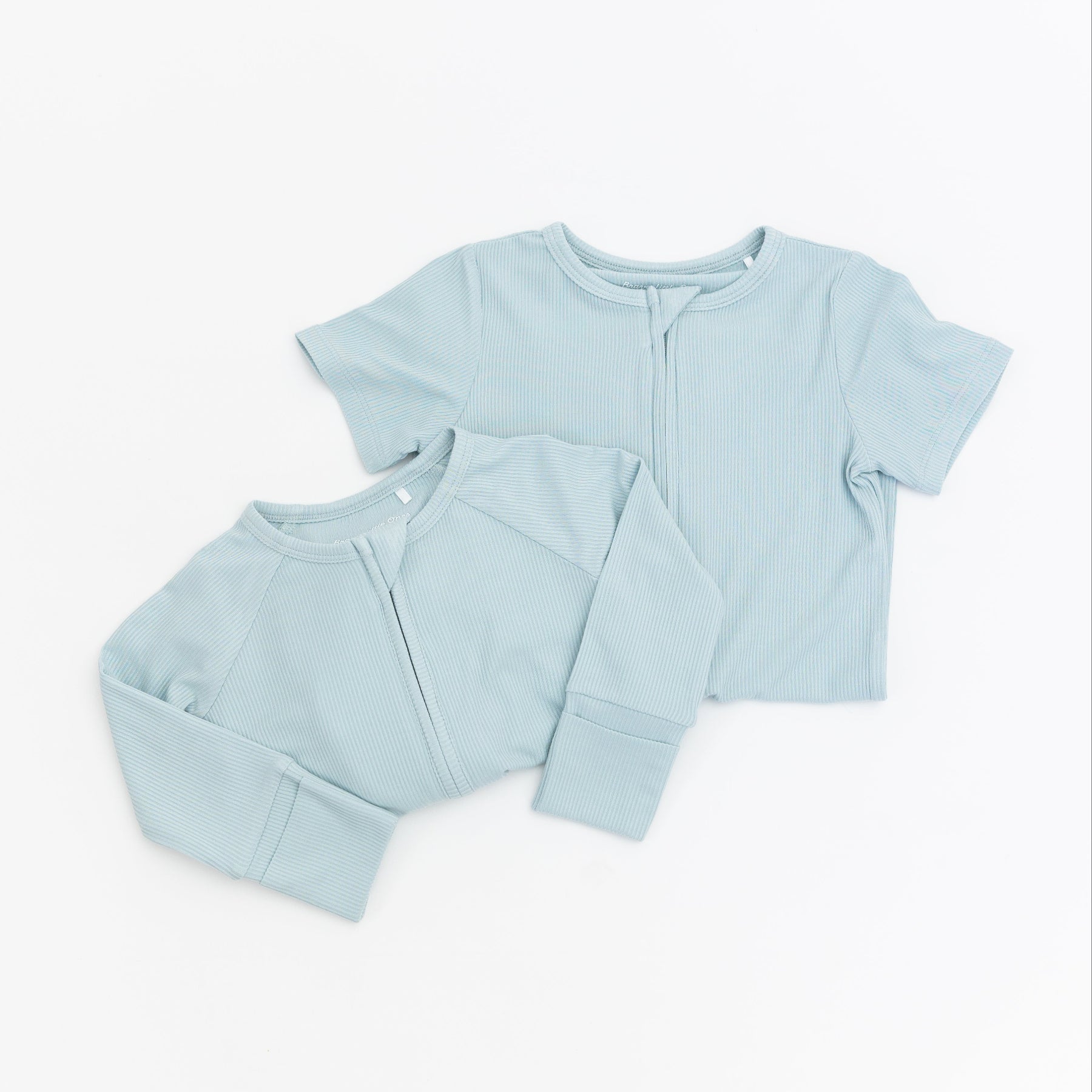 Harbor Blue Small Ribbed Summer Zip Romper