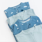 Take Flight Blue Small Ribbed Summer Zip Romper