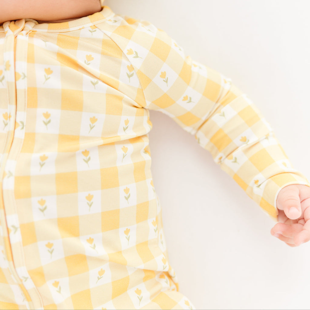 Yellow Gingham Tulip Zip Romper