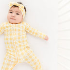 Yellow Gingham Tulip Zip Romper