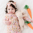 Blush Bunnies Small Ribbed Zip Romper