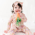 Blush Bunnies Small Ribbed Zip Romper