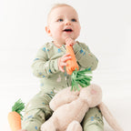 Sage Bunnies Small Ribbed Zip Romper