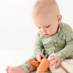 Sage Bunnies Small Ribbed Zip Romper