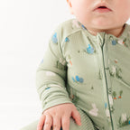 Sage Bunnies Small Ribbed Zip Romper