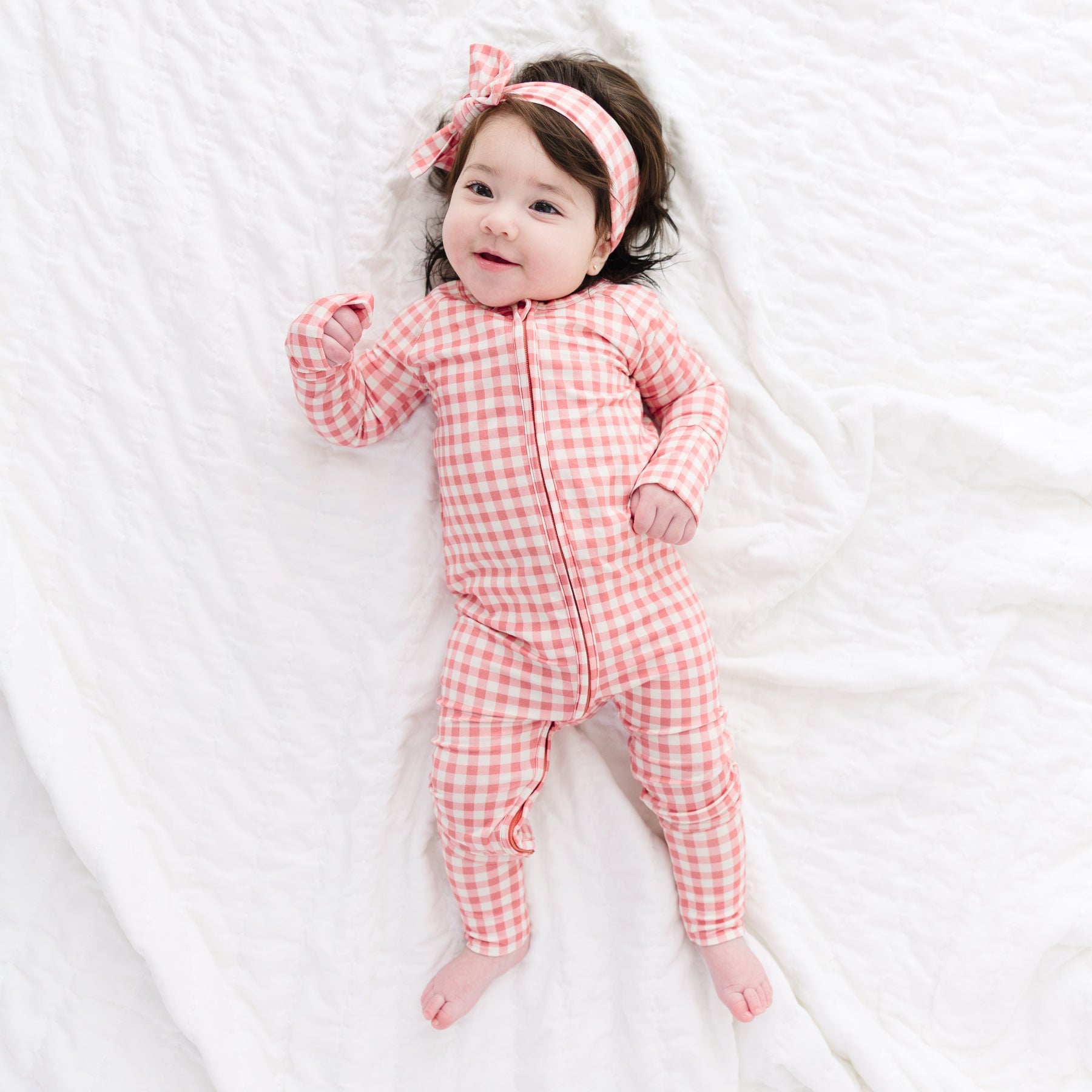 Mauve Small Gingham Zip Romper