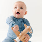 Take Flight Blue Small Ribbed Zip Romper