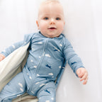 Take Flight Blue Small Ribbed Zip Romper