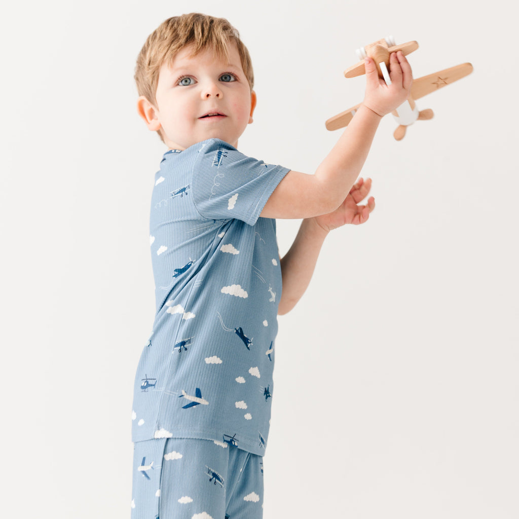 Take Flight Blue Small Ribbed Shorts Two-Piece Set