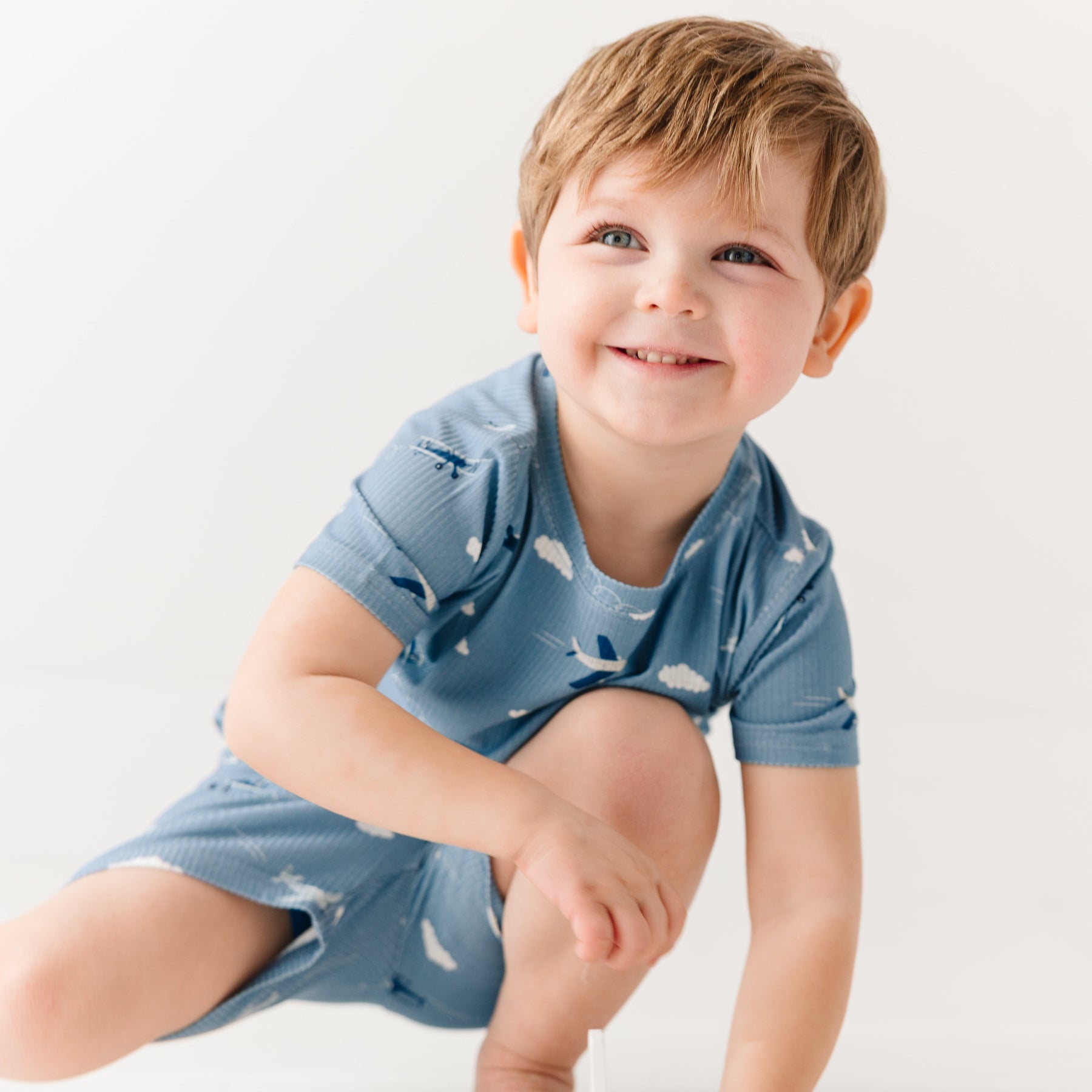 Take Flight Blue Small Ribbed Shorts Two-Piece Set