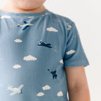 Take Flight Blue Small Ribbed Shorts Two-Piece Set