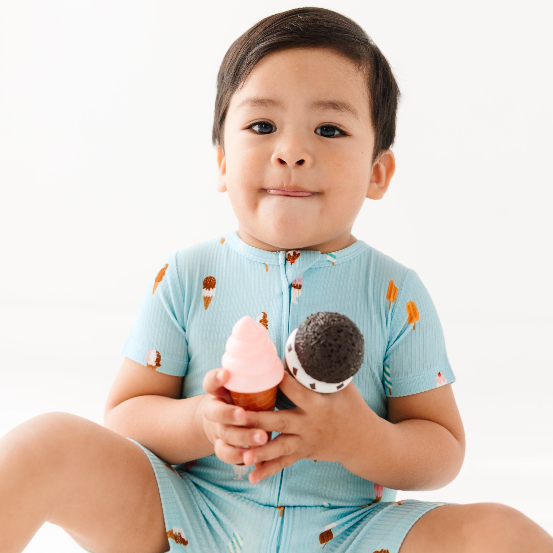 Ice Cream Shop Small Ribbed Summer Zip Romper