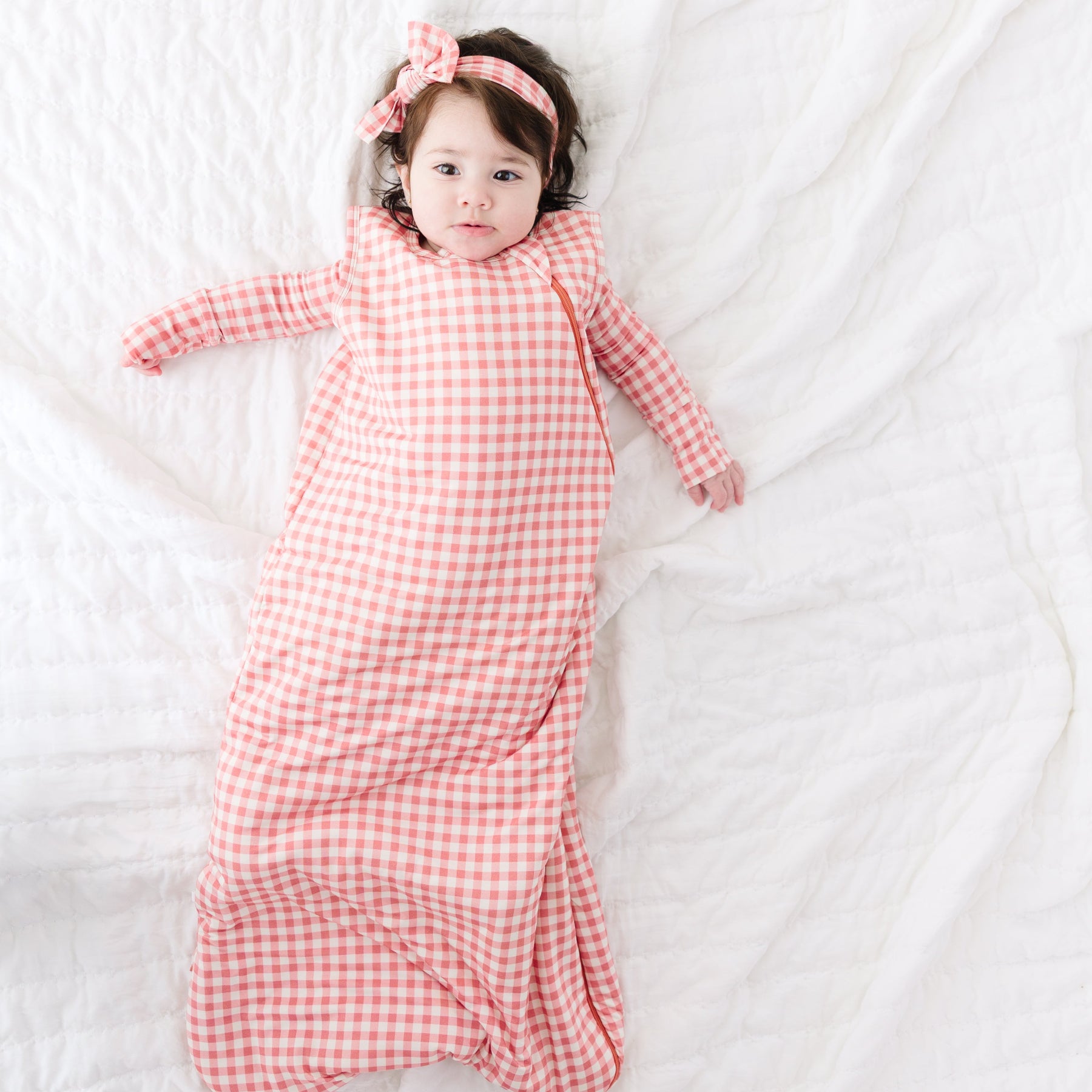 Mauve Small Gingham Sleep Sack (1.0 TOG)
