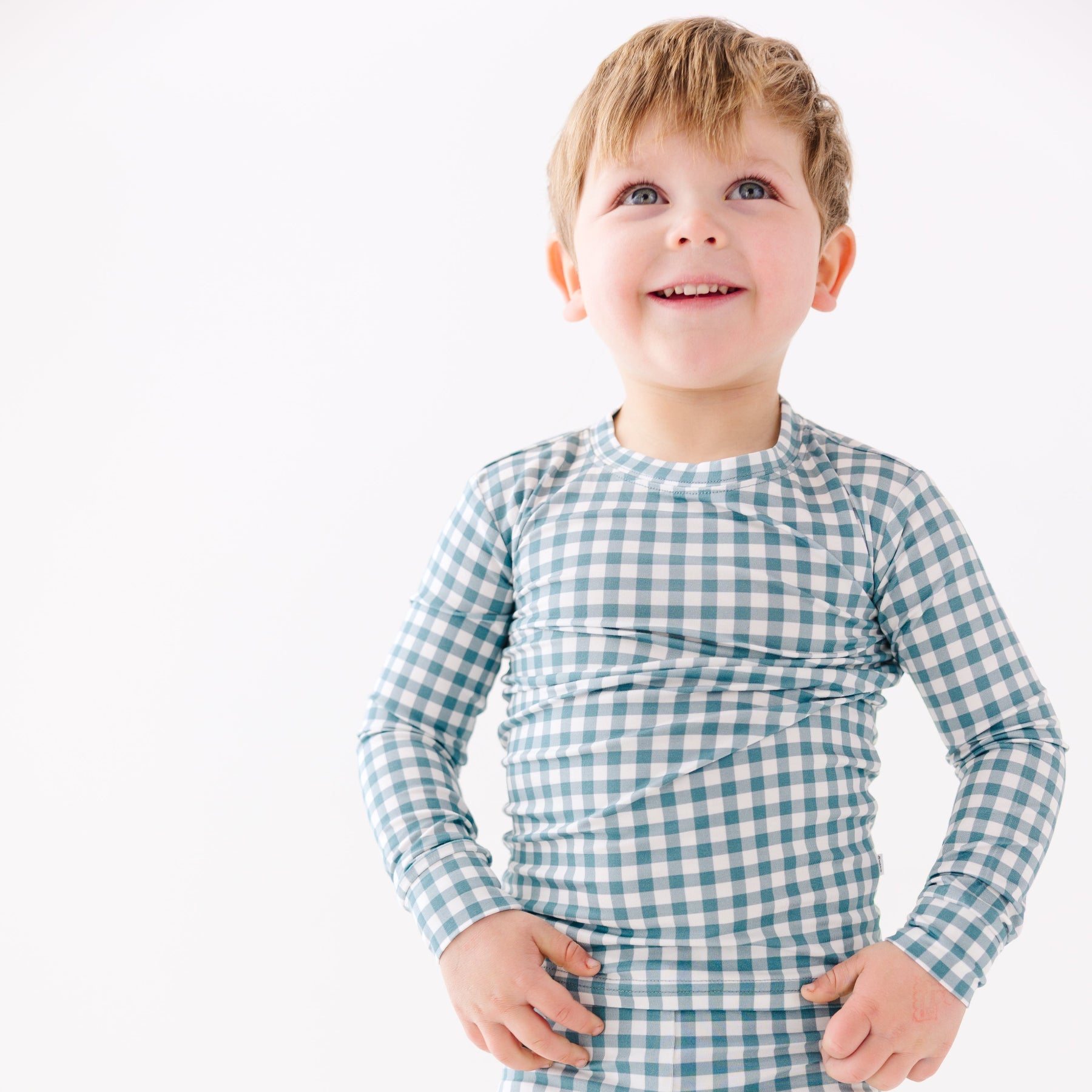 Blue Small Gingham Two-Piece Set