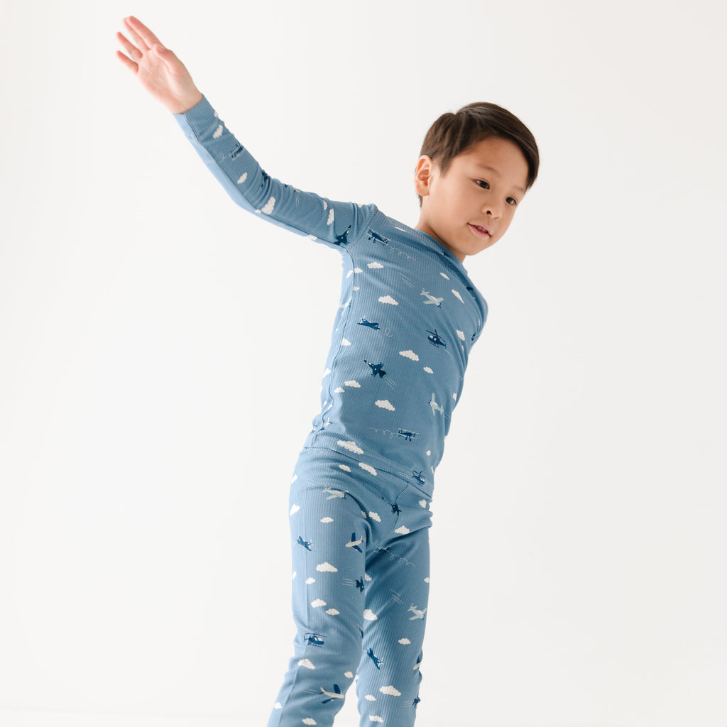 Take Flight Blue Small Ribbed Two-Piece Set