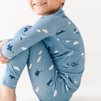 Take Flight Blue Small Ribbed Two-Piece Set