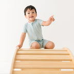 Harbor Blue Small Ribbed Summer Zip Romper