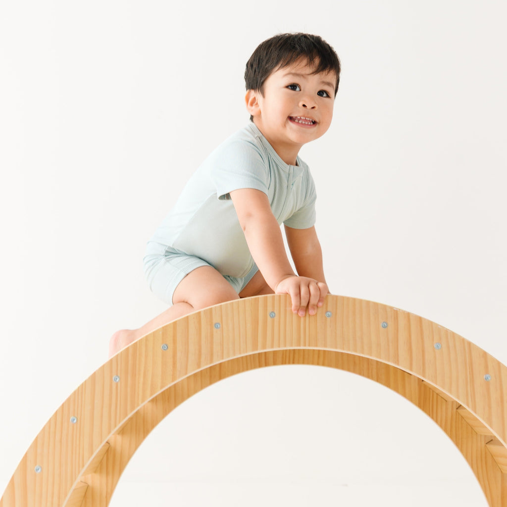 Harbor Blue Small Ribbed Summer Zip Romper