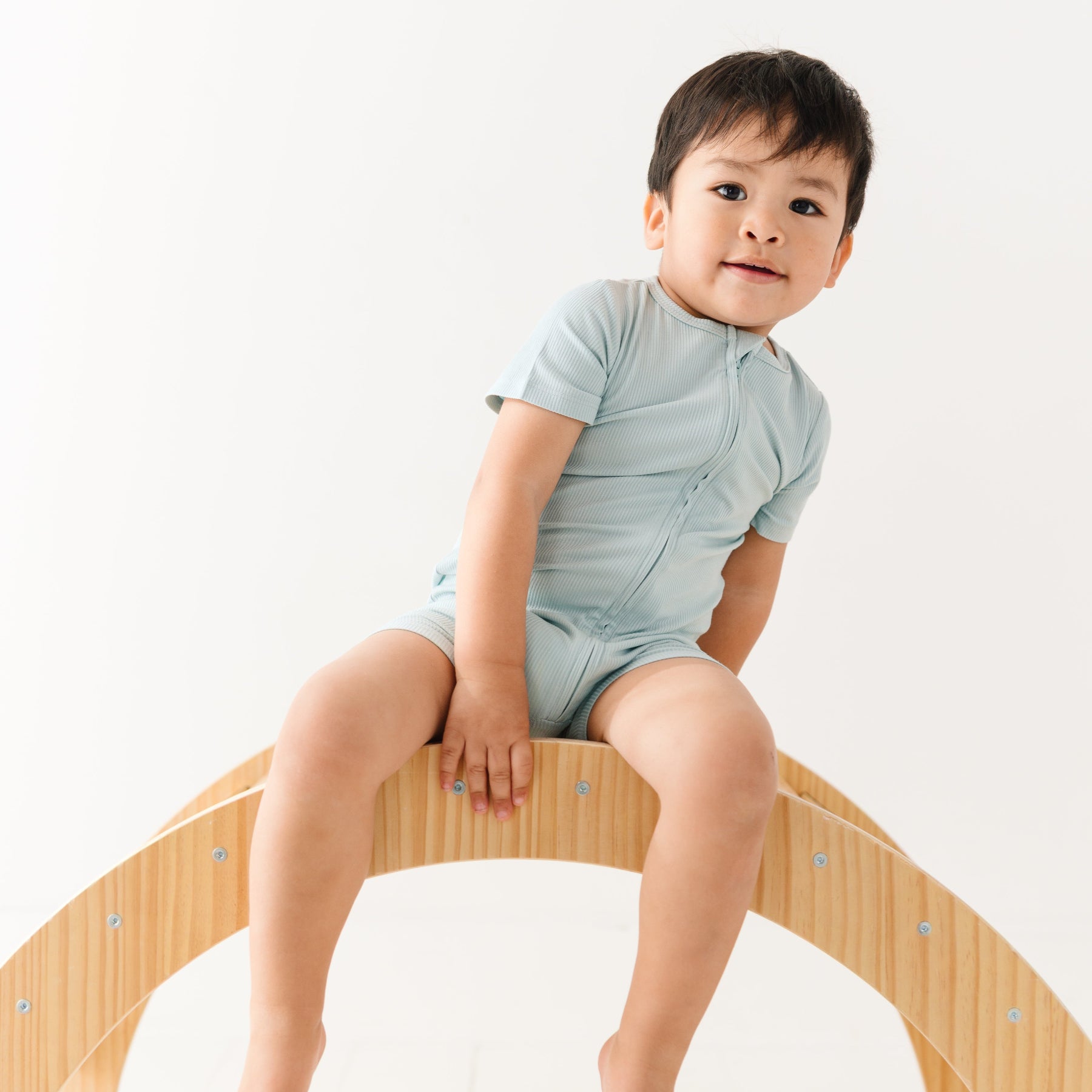 Harbor Blue Small Ribbed Summer Zip Romper