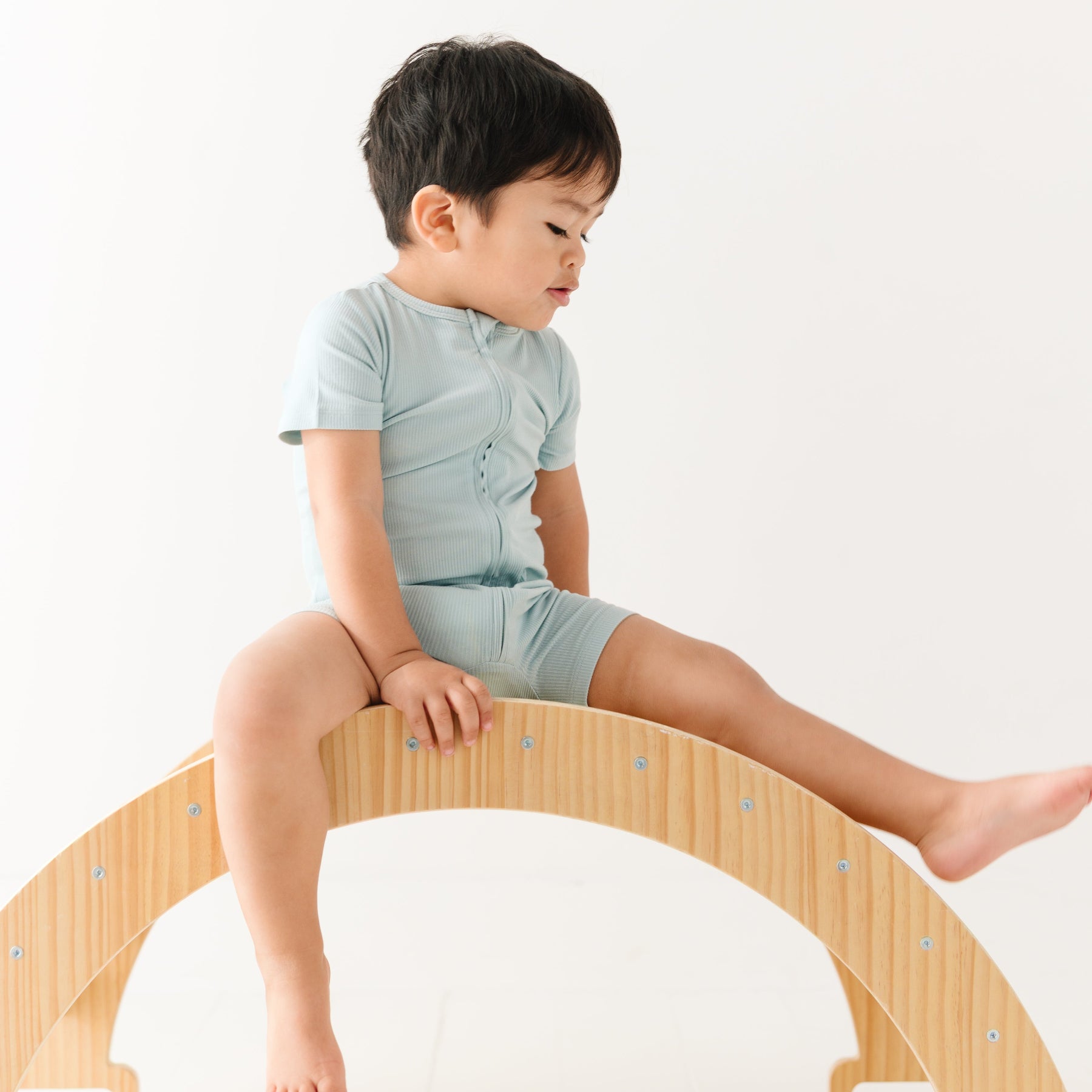 Harbor Blue Small Ribbed Summer Zip Romper