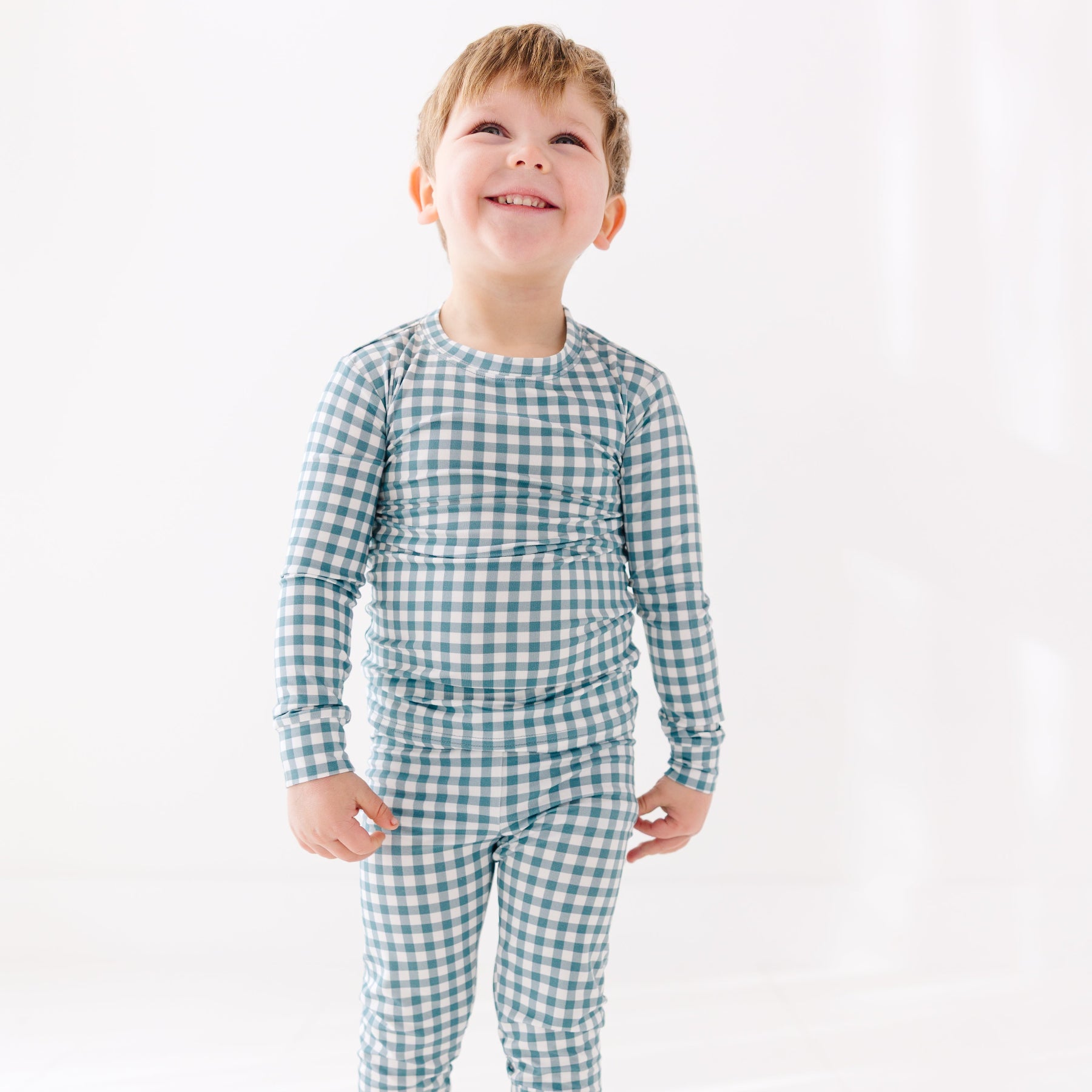 Blue Small Gingham Two-Piece Set