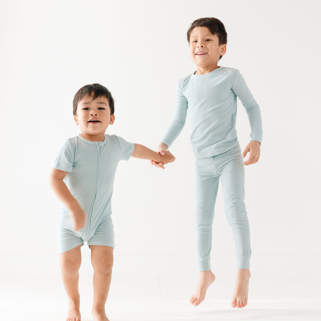 Harbor Blue Small Ribbed Summer Zip Romper