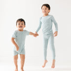 Harbor Blue Small Ribbed Summer Zip Romper