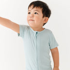 Harbor Blue Small Ribbed Summer Zip Romper