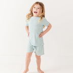 Harbor Blue Small Ribbed Shorts Two-Piece Set