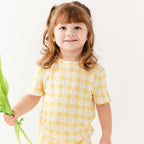 Yellow Gingham Tulip Shorts Two-Piece Set