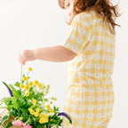 Yellow Gingham Tulip Shorts Two-Piece Set