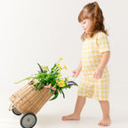 Yellow Gingham Tulip Shorts Two-Piece Set