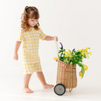 Yellow Gingham Tulip Shorts Two-Piece Set