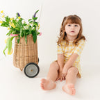 Yellow Gingham Tulip Shorts Two-Piece Set