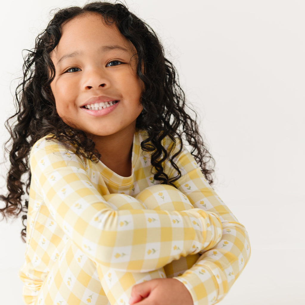 Yellow Gingham Tulip Two-Piece Set