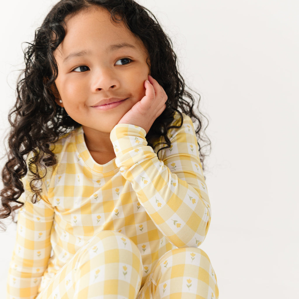 Yellow Gingham Tulip Two-Piece Set