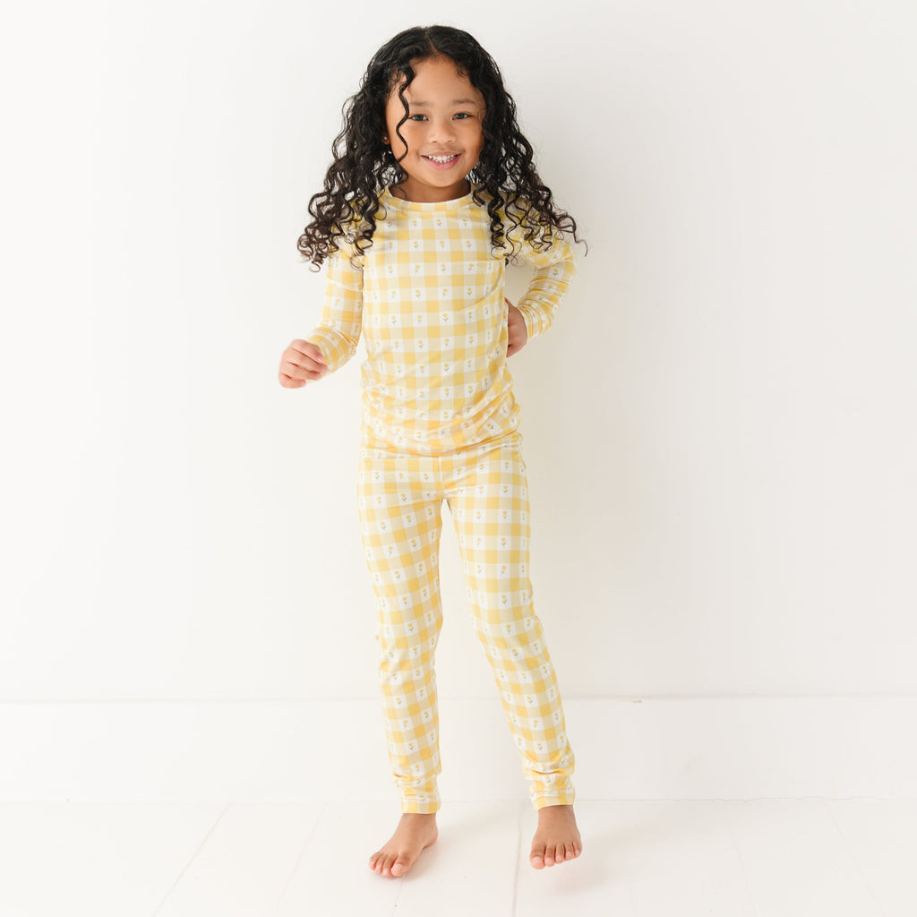 Yellow Gingham Tulip Two-Piece Set