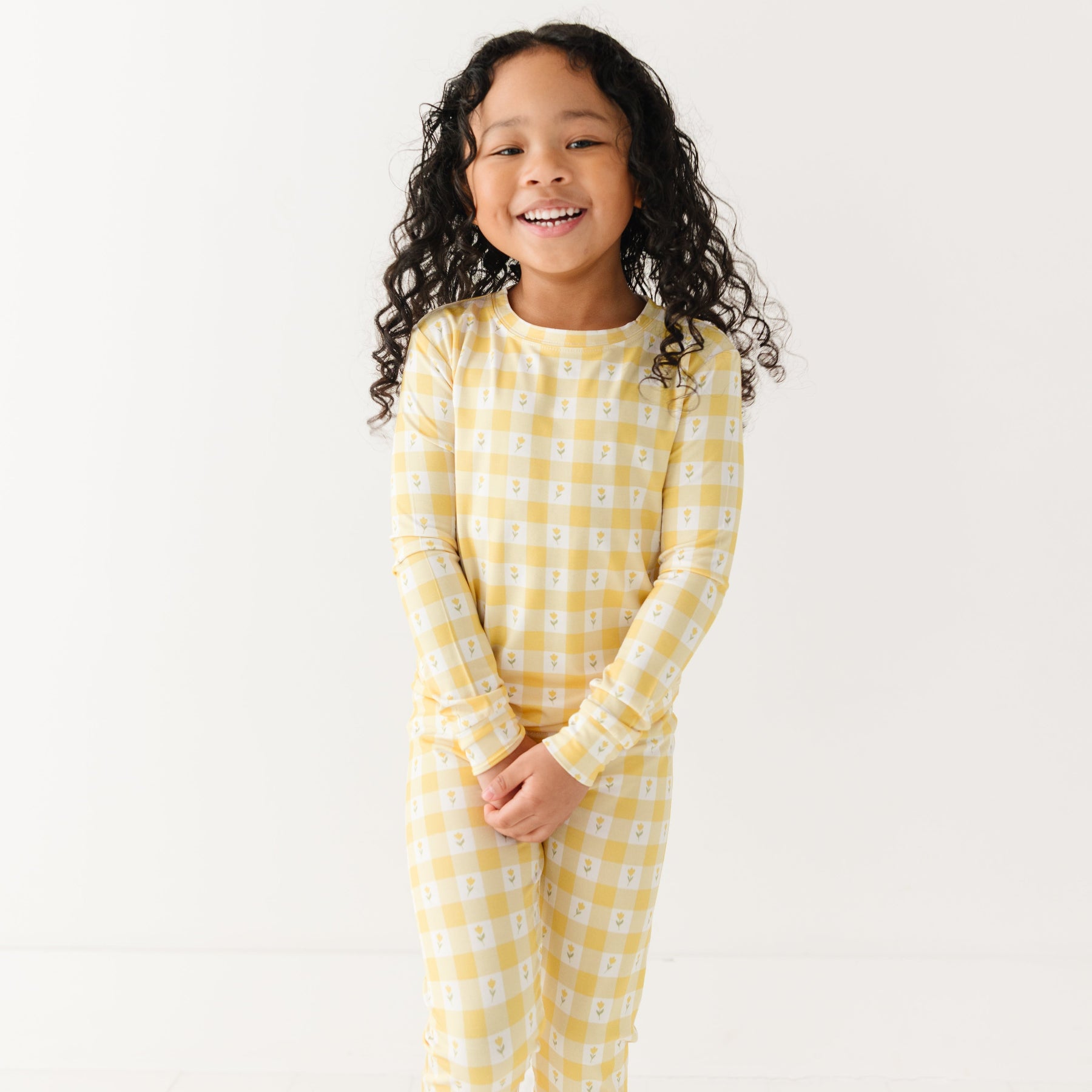 Yellow Gingham Tulip Two-Piece Set
