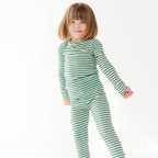 Eucalyptus Green Stripe Small Ribbed Two-Piece Set