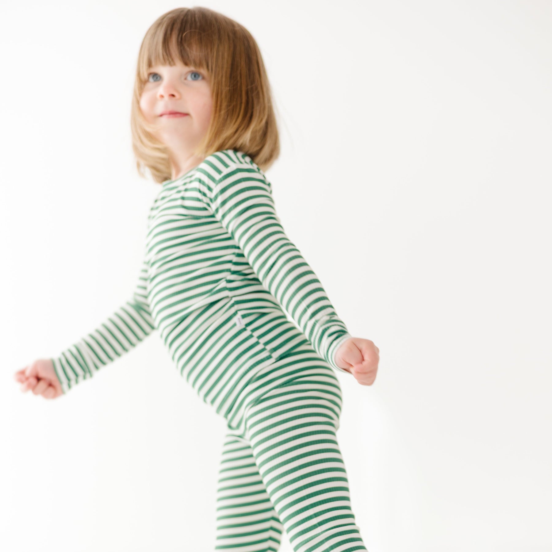 Eucalyptus Green Stripe Small Ribbed Two-Piece Set
