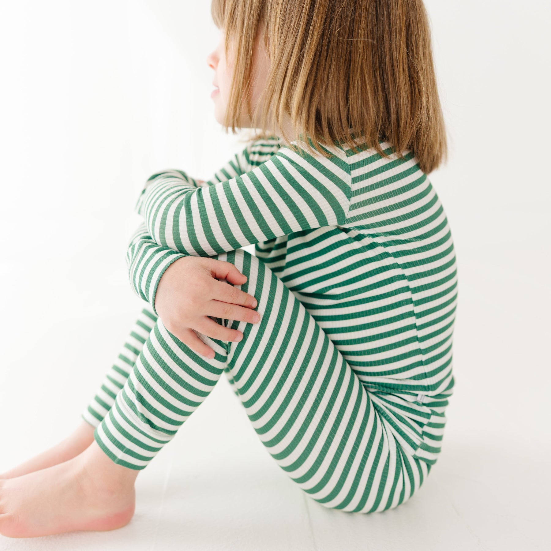 Eucalyptus Green Stripe Small Ribbed Two-Piece Set