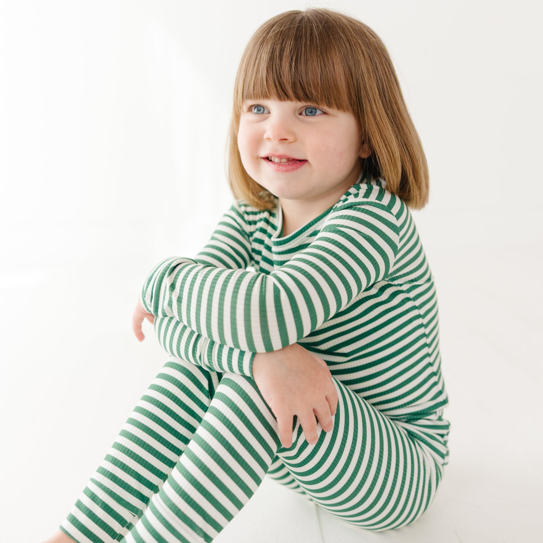 Eucalyptus Green Stripe Small Ribbed Two-Piece Set