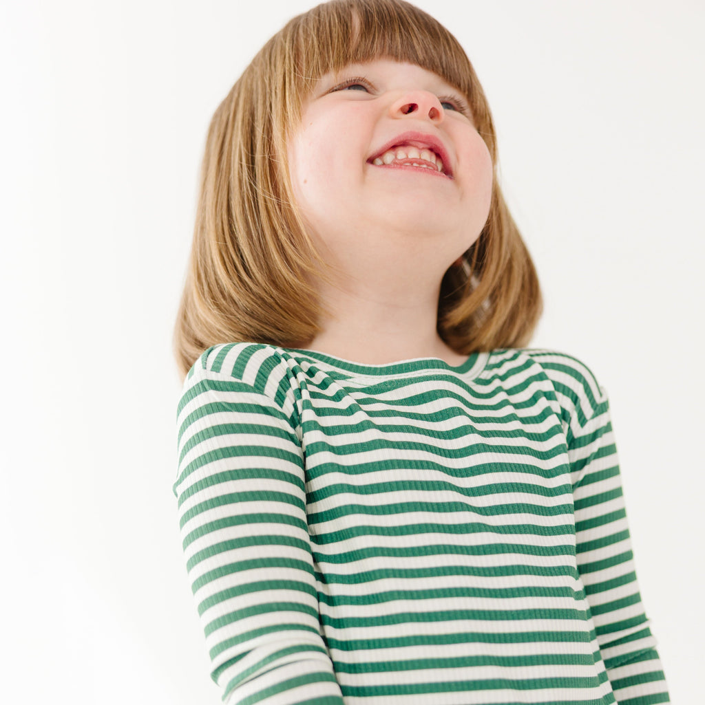 Eucalyptus Green Stripe Small Ribbed Two-Piece Set