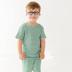 Eucalyptus Green Stripe Small Ribbed Shorts Two-Piece Set