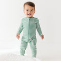 Eucalyptus Green Stripe Small Ribbed Zip Romper